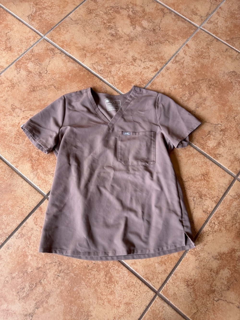 Figs V-Neck Medical Top in Mauve Brown